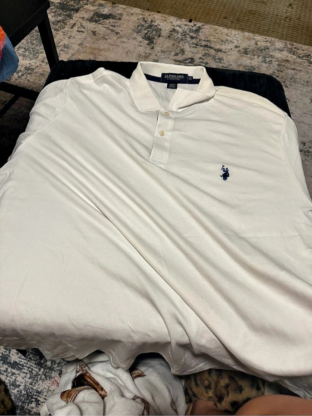 U.S. Polo Assn. Luxury Feel Short Sleeve Polo Shirt. Men's White 3XL